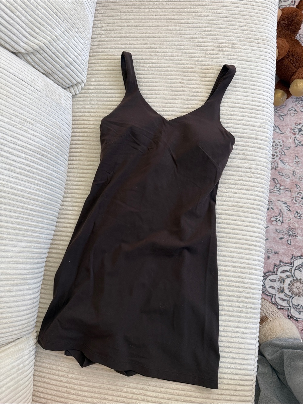 Lululemon brown athletic dress with pull down shorts